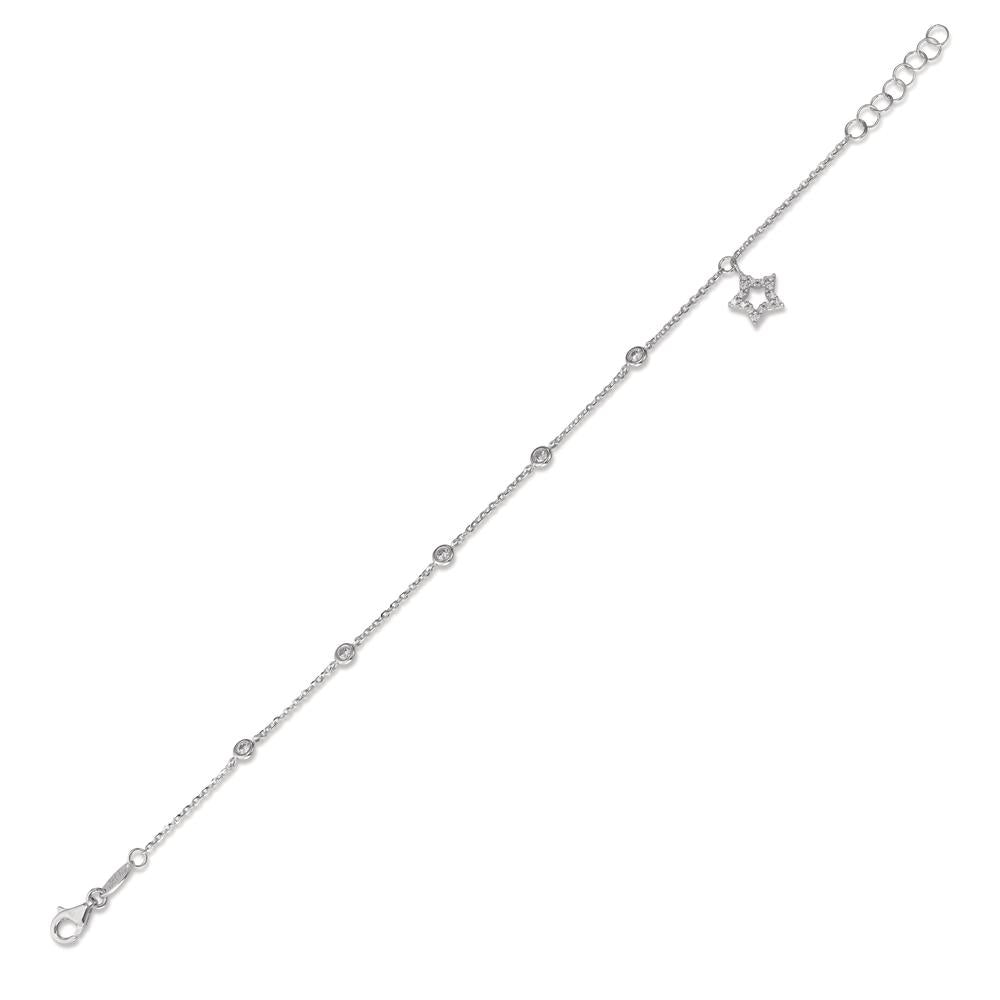 Bracelet Or blanc 18K Zircone Étoile 16-18 cm