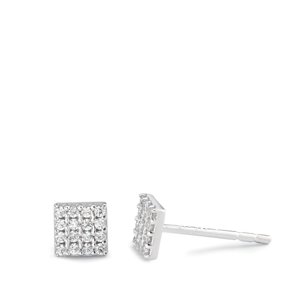 Clous d'oreilles Or blanc 18K Zircone 32 Pierres Ø4.5 mm