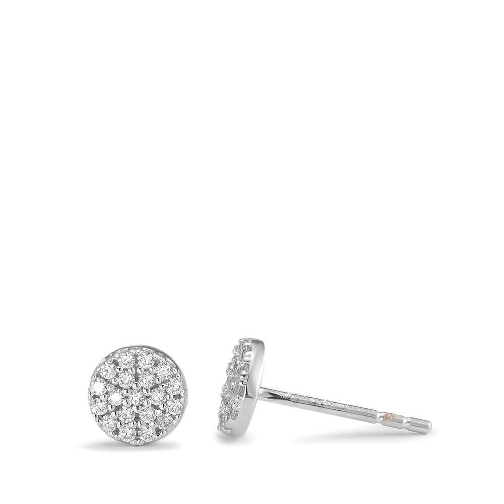 Clous d'oreilles Or blanc 18K Zircone Ø5.5 mm