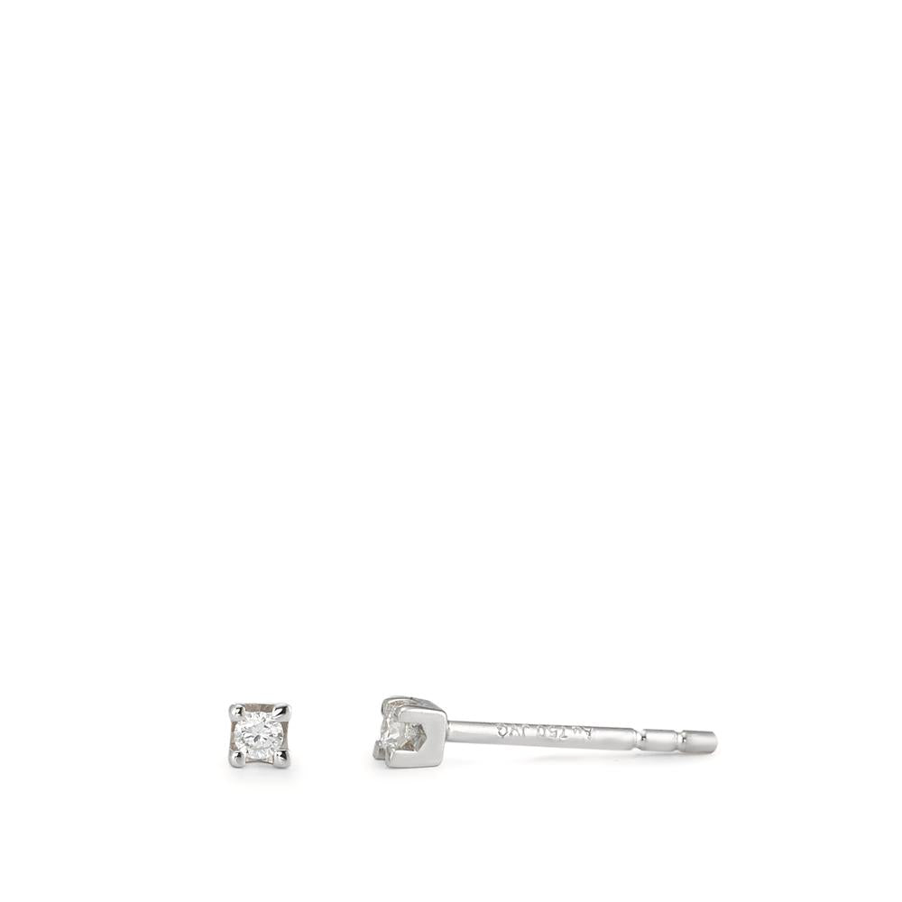 Oorknoppen 750/18K witgoud Diamant 0.04 ct, 2 Steen, w-si Ø2.2 mm