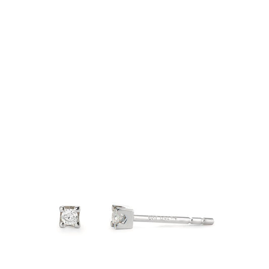 Clous d'oreilles Or blanc 18K Diamant 0.06 ct, 2 Pierres, w-si Ø2.5 mm