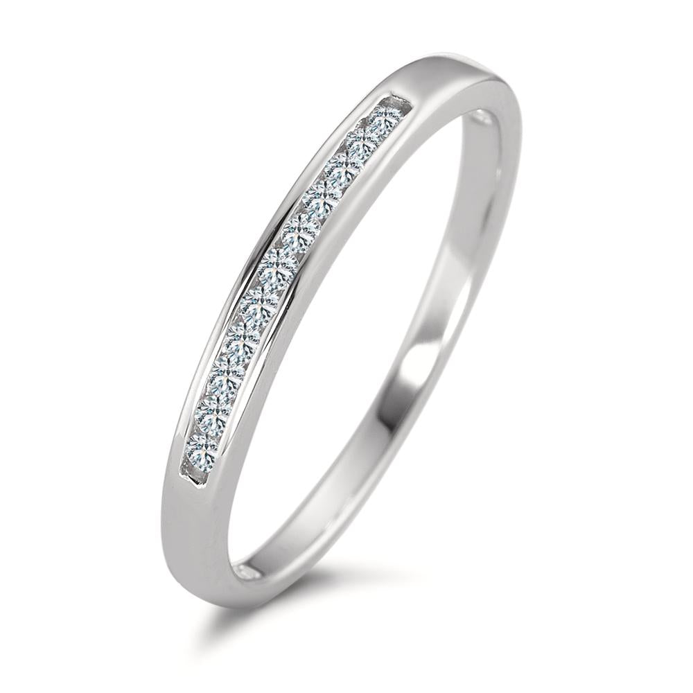 Memory ring 750/18K krt witgoud Diamant 0.11 ct, 11 Steen, w-si