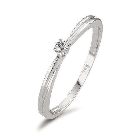 Solitär Ring 750/18 K Weissgold Diamant 0.03 ct, w-si