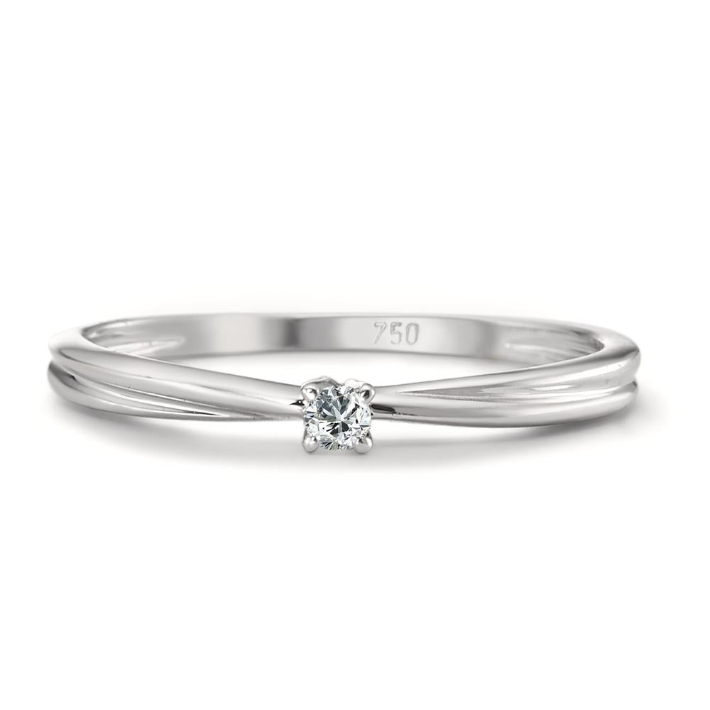 Solitär Ring 750/18 K Weissgold Diamant 0.03 ct, w-si