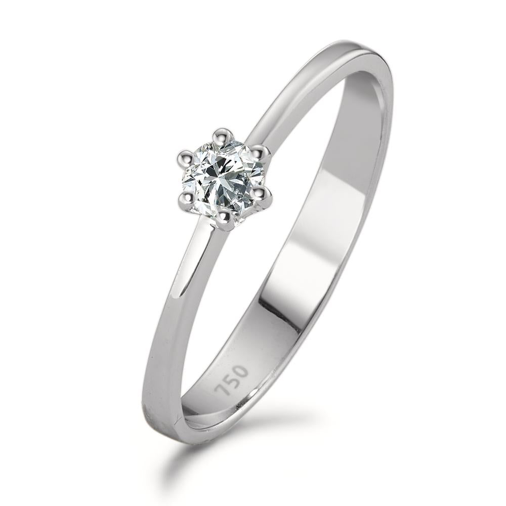 Solitaire ring 750/18K krt witgoud Diamant 0.15 ct, w-si