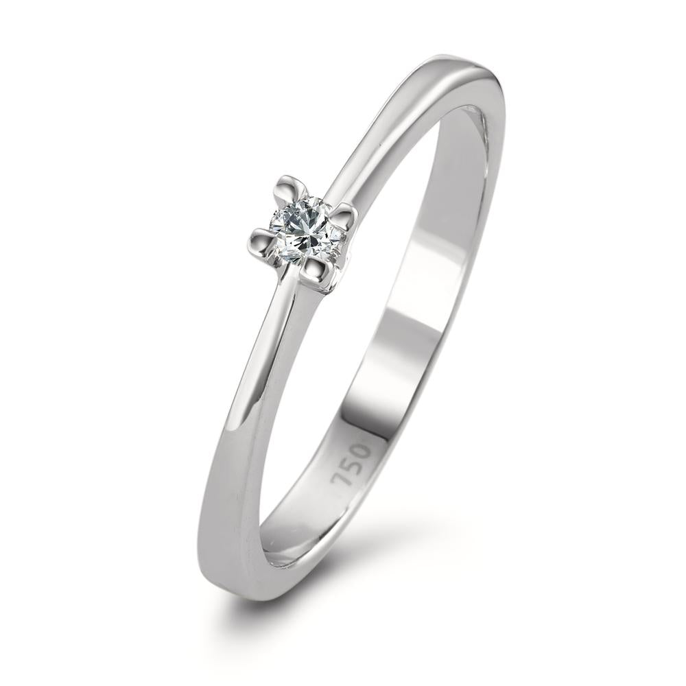 Solitaire ring 750/18K krt witgoud Diamant 0.05 ct, w-si