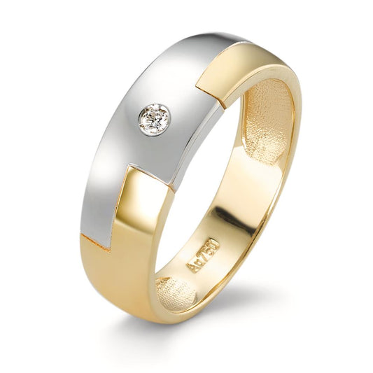 Ring 750/18 krt geel goud, 750/18K krt witgoud Diamant 0.02 ct, w-si