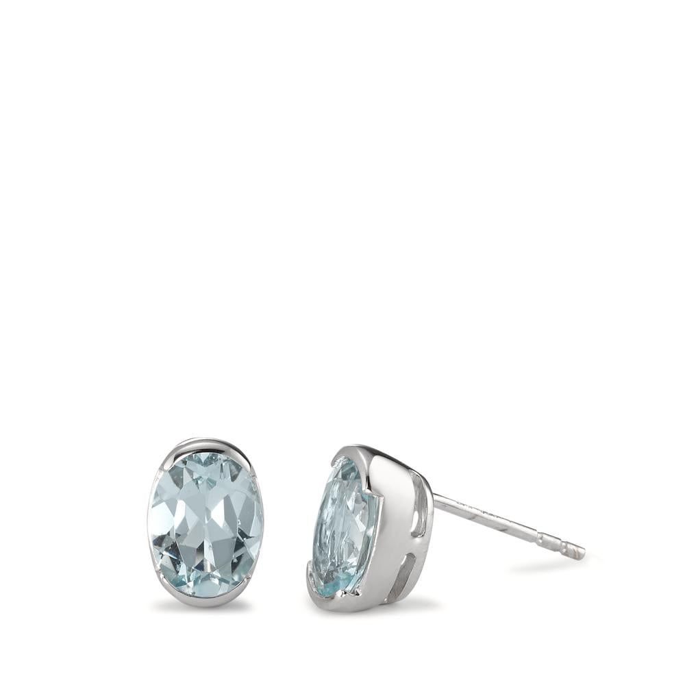 Clous d'oreilles Or blanc 18K Aigue-Marine 2.16 ct, 2 Pierres