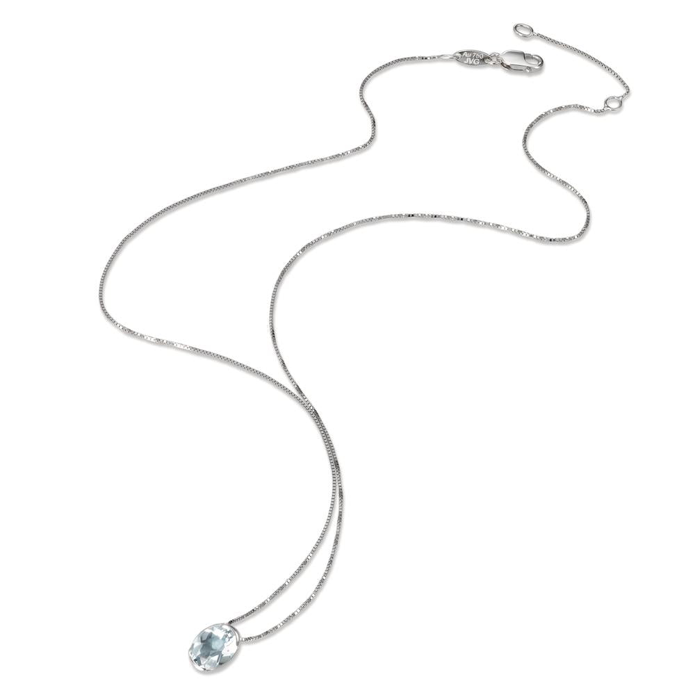 Collier 750/18K witgoud Aquamarijn 1.08 ct 39-42 cm