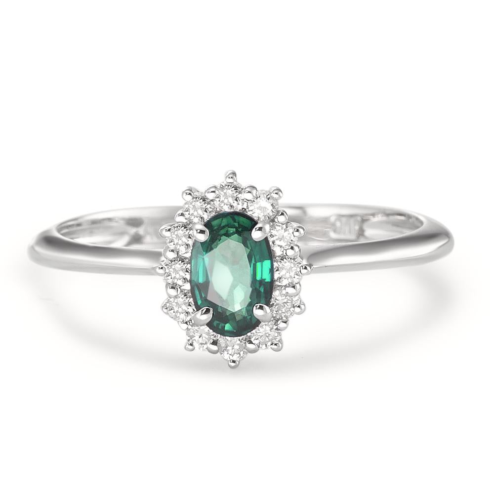 Ring 750/18K krt witgoud Smaragd 0.40 ct, Diamant 0.18 ct, w-si