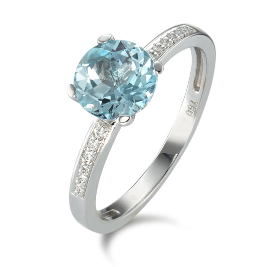 Ring 750/18K krt witgoud Topaas blauw