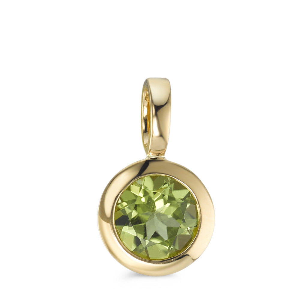 Pendentif Or jaune 18K Péridot Ø8 mm