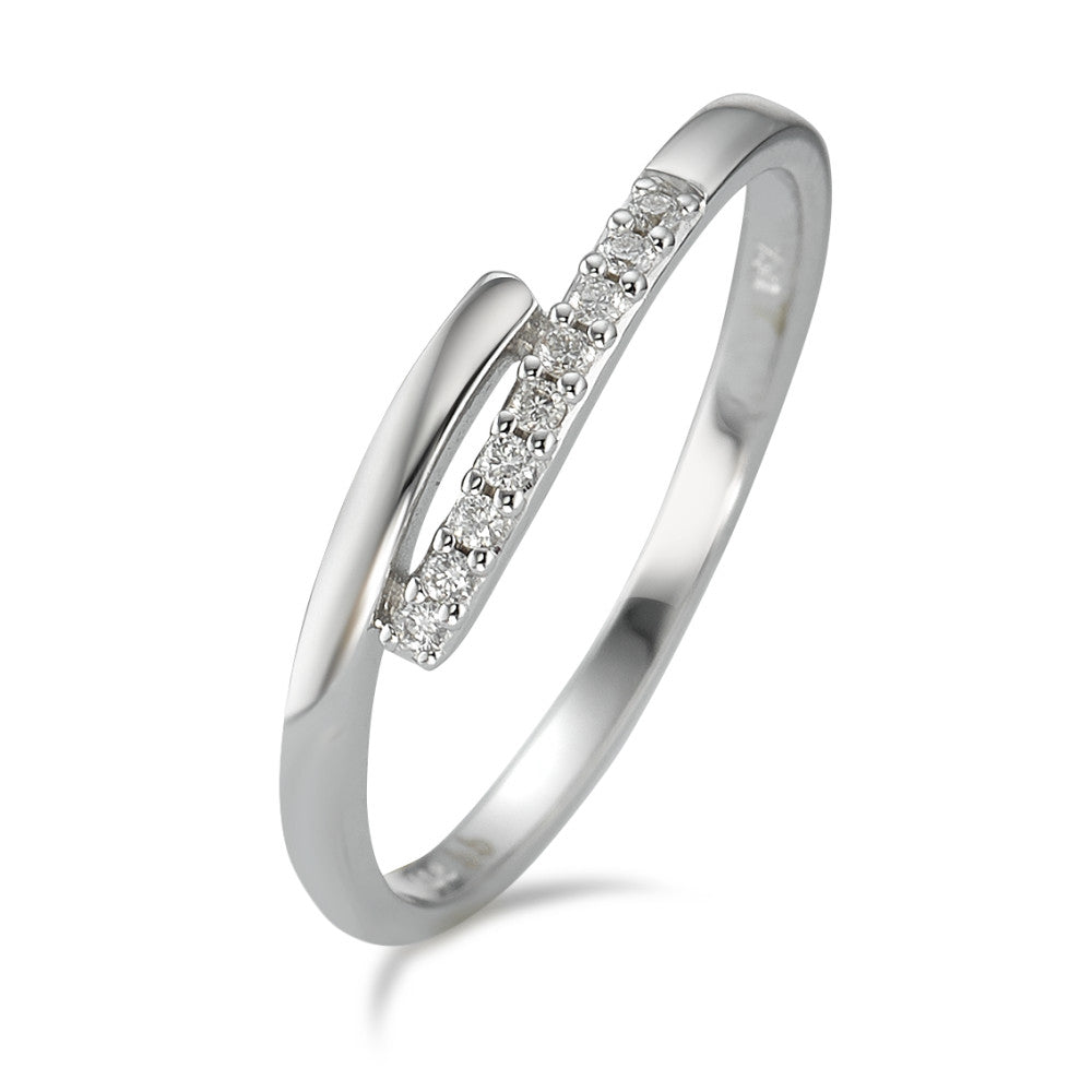 Bague Or blanc 18K Diamant 0.06 ct, 9 Pierres, w-si