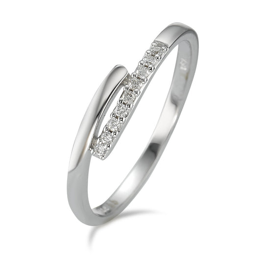 Ring 750/18K krt witgoud Diamant 0.06 ct, 9 Steen, w-si