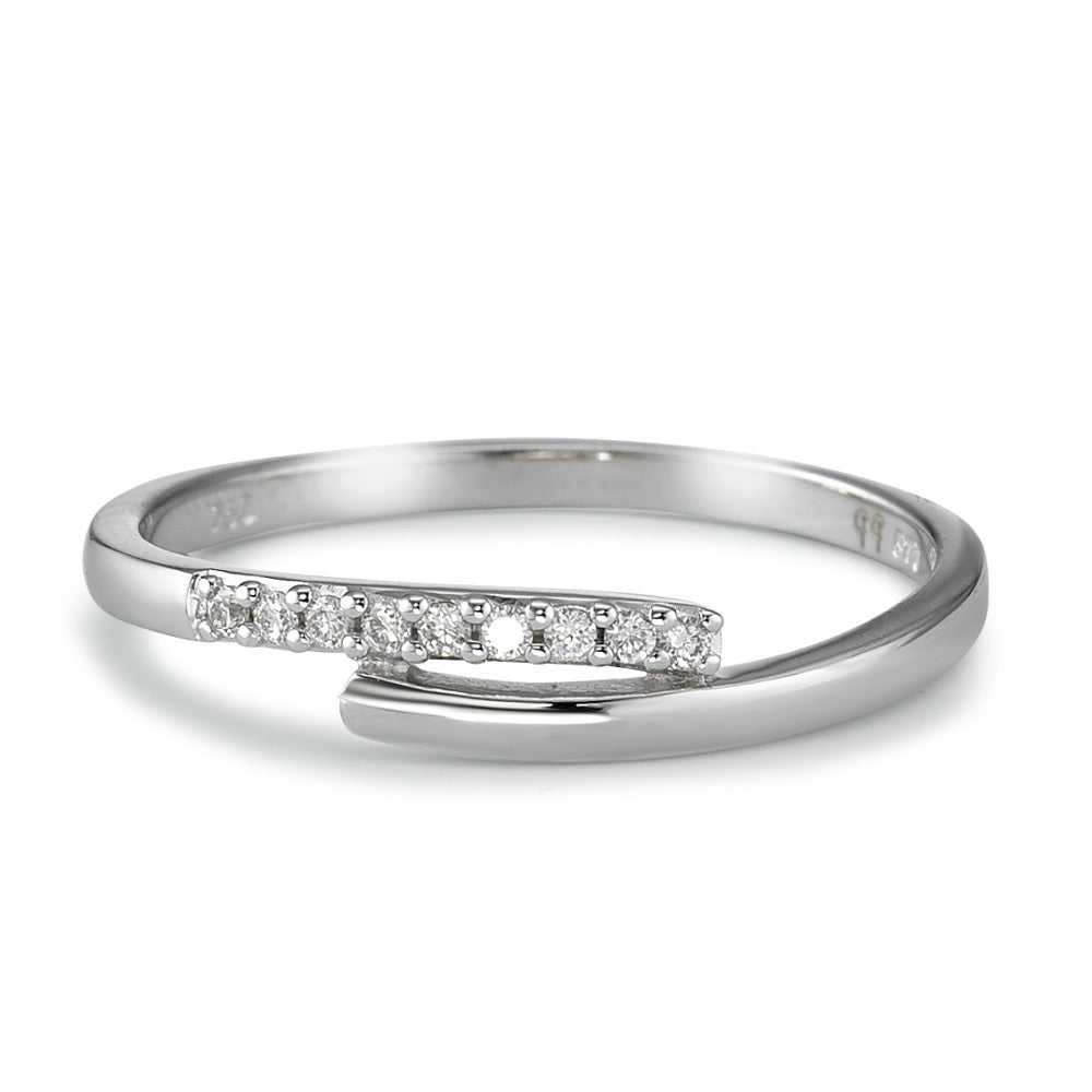 Ring 750/18K krt witgoud Diamant 0.06 ct, 9 Steen, w-si