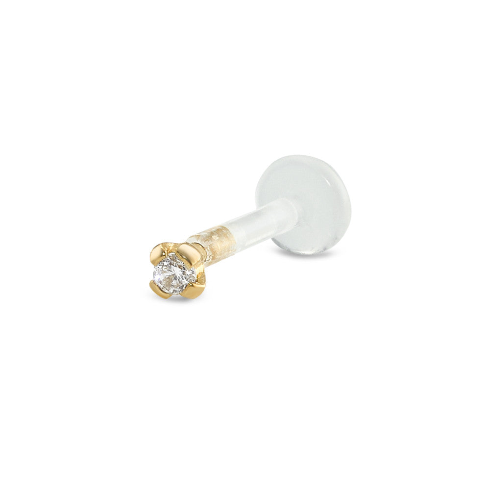 Piercing 750/18K geel goud Zirkonia Ø2 mm