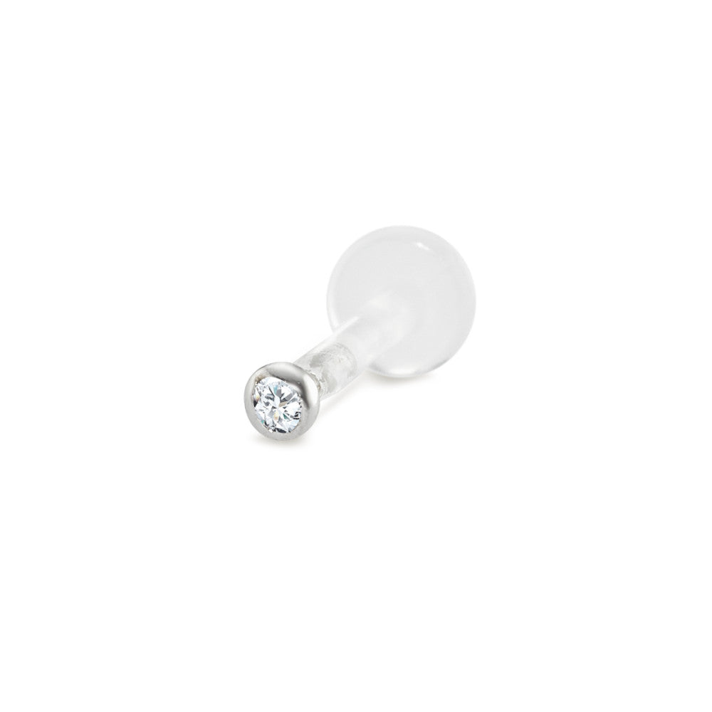 Piercing Labret Or blanc 18K Diamant 0.015 ct, w-si Ø2 mm