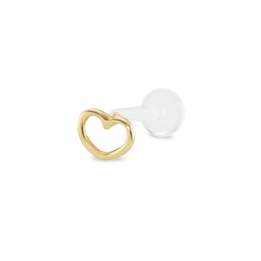 Piercing 750/18 krt geel goud Hart Ø5 mm