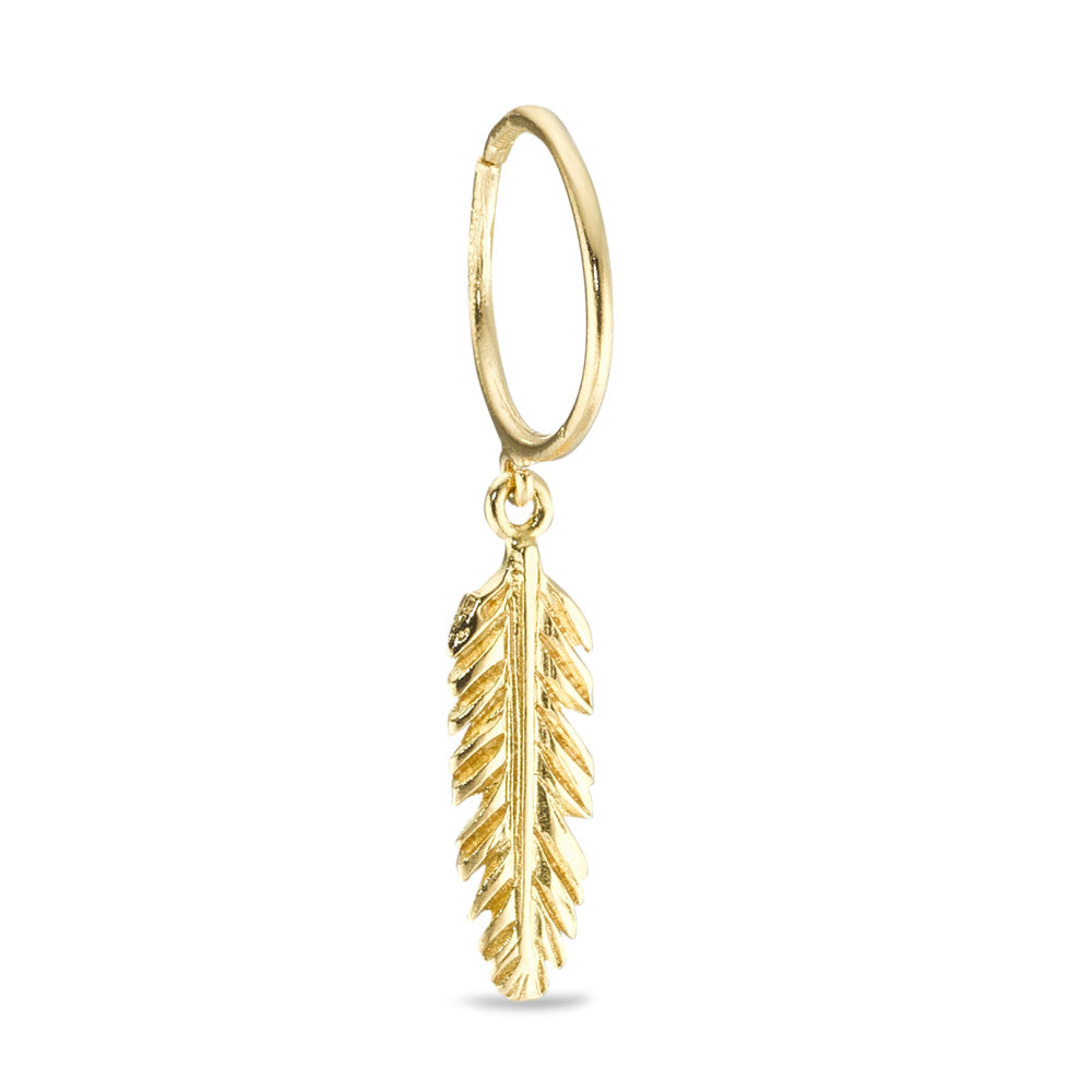 Créole avec pendentif Or jaune 18K Plume