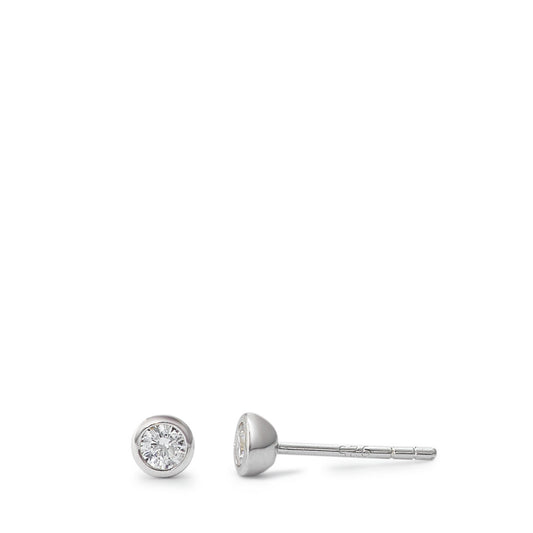 Clous d'oreilles Argent Zircone 2 Pierres Rhodié Ø4 mm