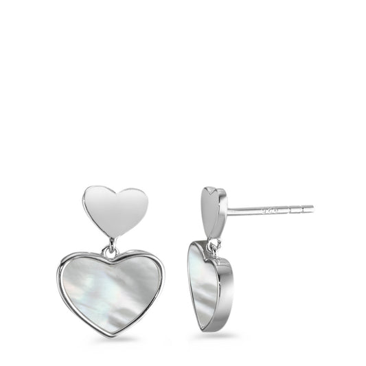 Pendant d'oreilles Argent Rhodié nacre Coeur