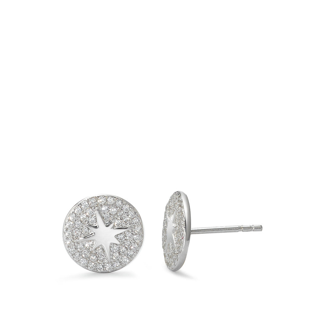 Clous d'oreilles Argent Zircone Rhodié Étoile Ø10 mm