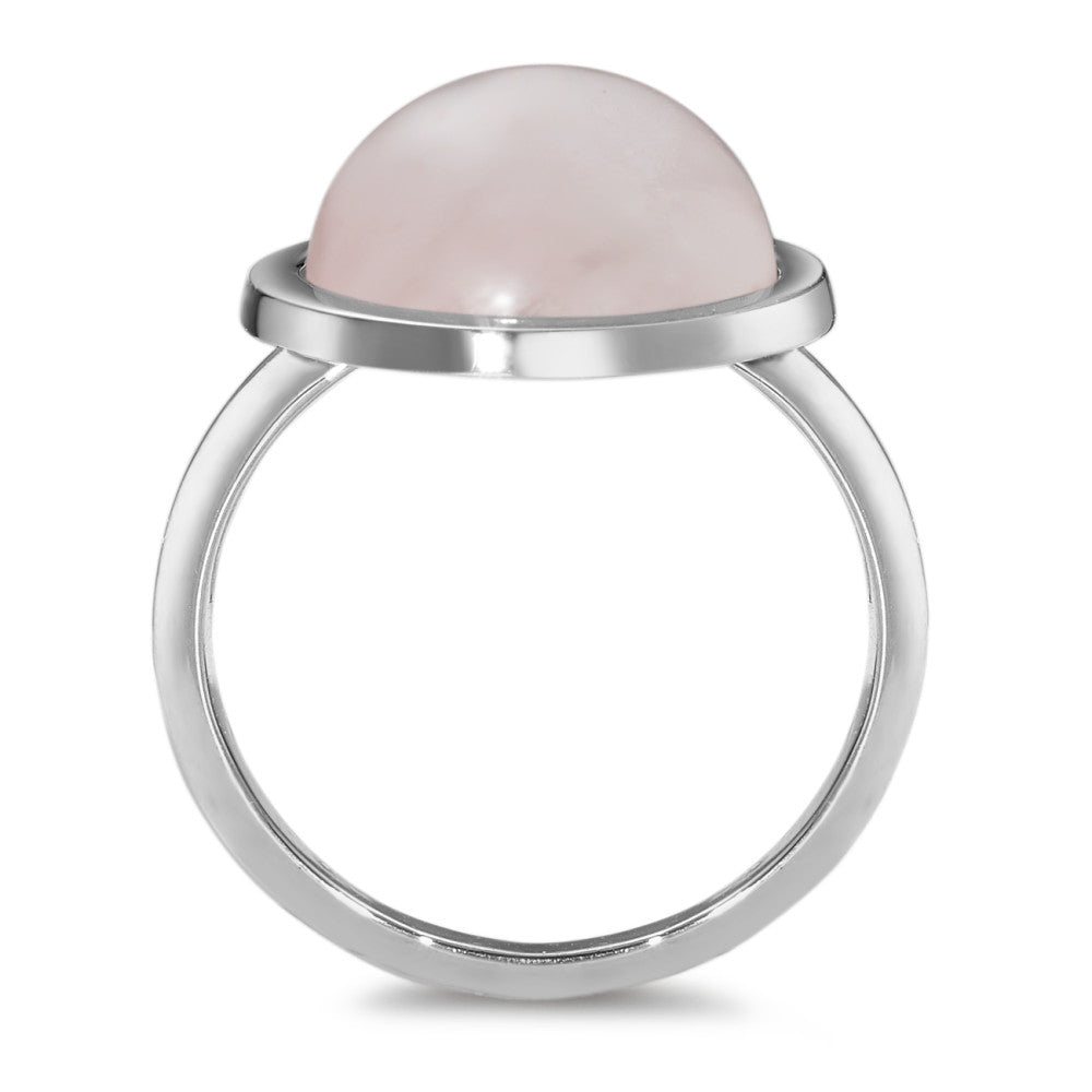 Bague Or blanc 18K Quartz rose Ø15 mm