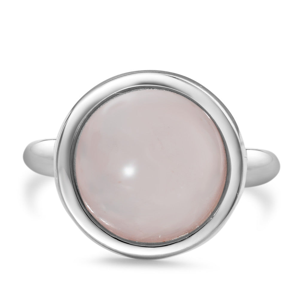 Bague Or blanc 18K Quartz rose Ø15 mm