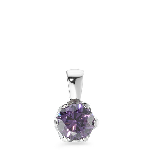 Pendentif Argent Zircone violet Rhodié Ø7 mm