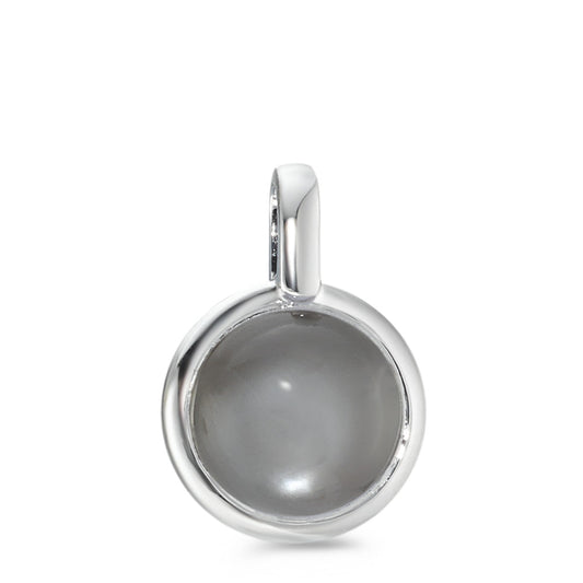 Pendentif Argent Pierre de lune gris Rhodié Ø12.5 mm