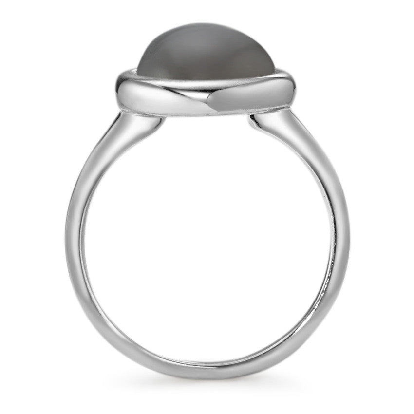 Fingerring Silber Mondstein rhodiniert