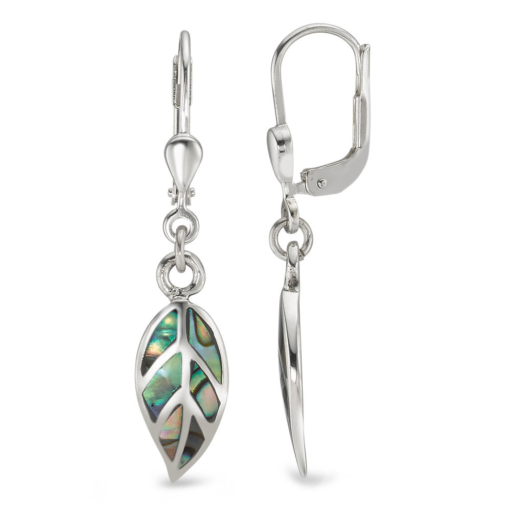 Pendant d'oreilles Argent Abalone Feuille