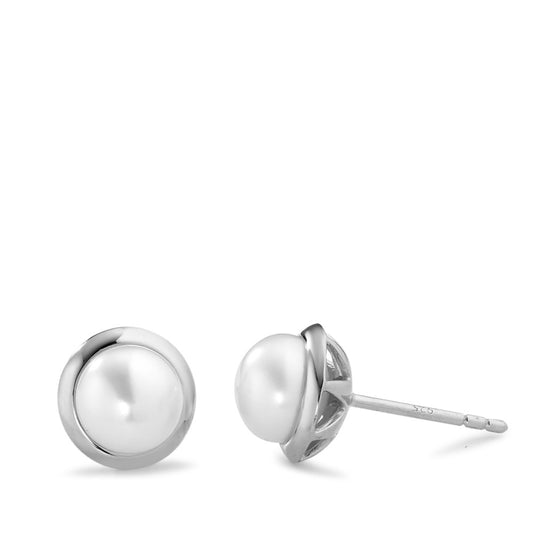 Clous d'oreilles Argent Rhodié perle d'eau douce Ø9 mm