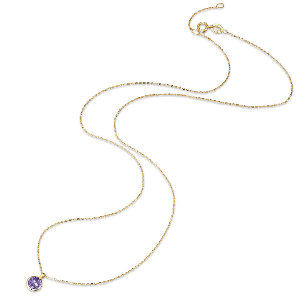 Collier 585/14K geel goud Zirkonia paars 40-42 cm