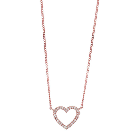 Collier Or rouge 14K Diamant 0.05 ct, w-si Coeur 42 cm
