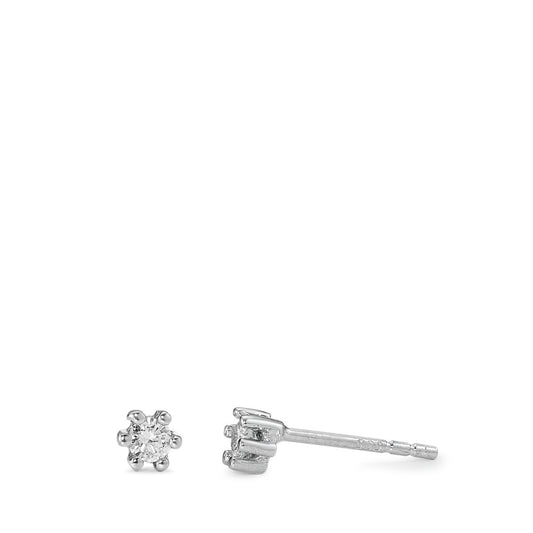 Clous d'oreilles Or blanc 14K Diamant 0.10 ct, 2 Pierres, w-si Ø3 mm