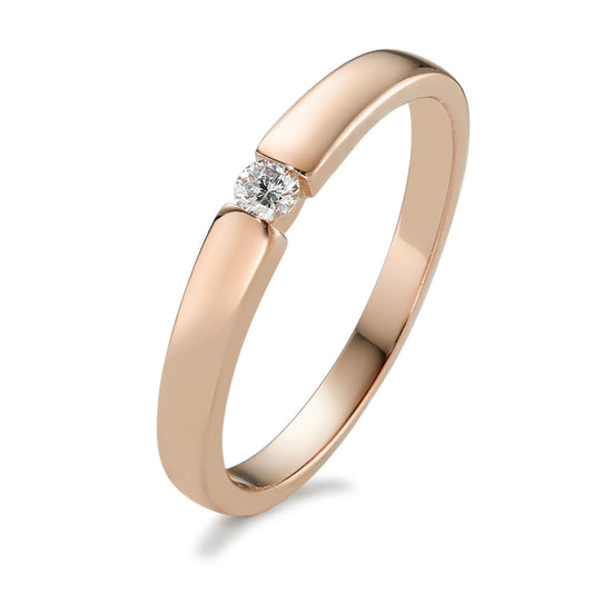 Solitaire ring 585/14 krt rood goud Diamant 0.06 ct, w-si