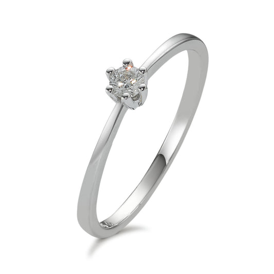 Bague solitaire Or blanc 14K Diamant 0.10 ct, w-si