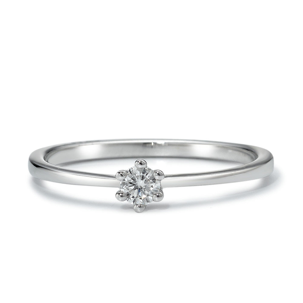 Solitär Ring 585/14 K Weissgold Diamant 0.10 ct, w-si