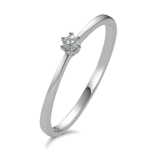 Solitaire ring 585/14 krt witgoud Diamant 0.05 ct, w-si