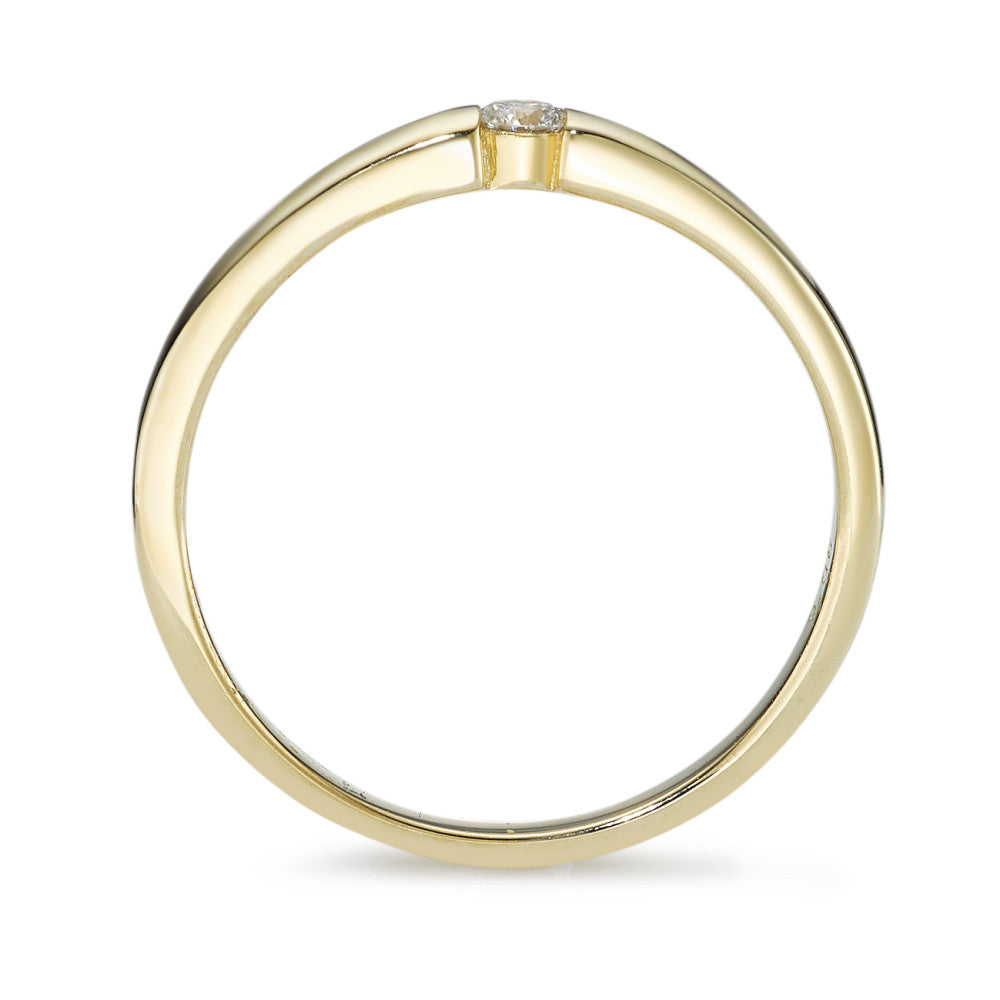 Solitär Ring 585/14 K Gelbgold Diamant 0.06 ct, w-si