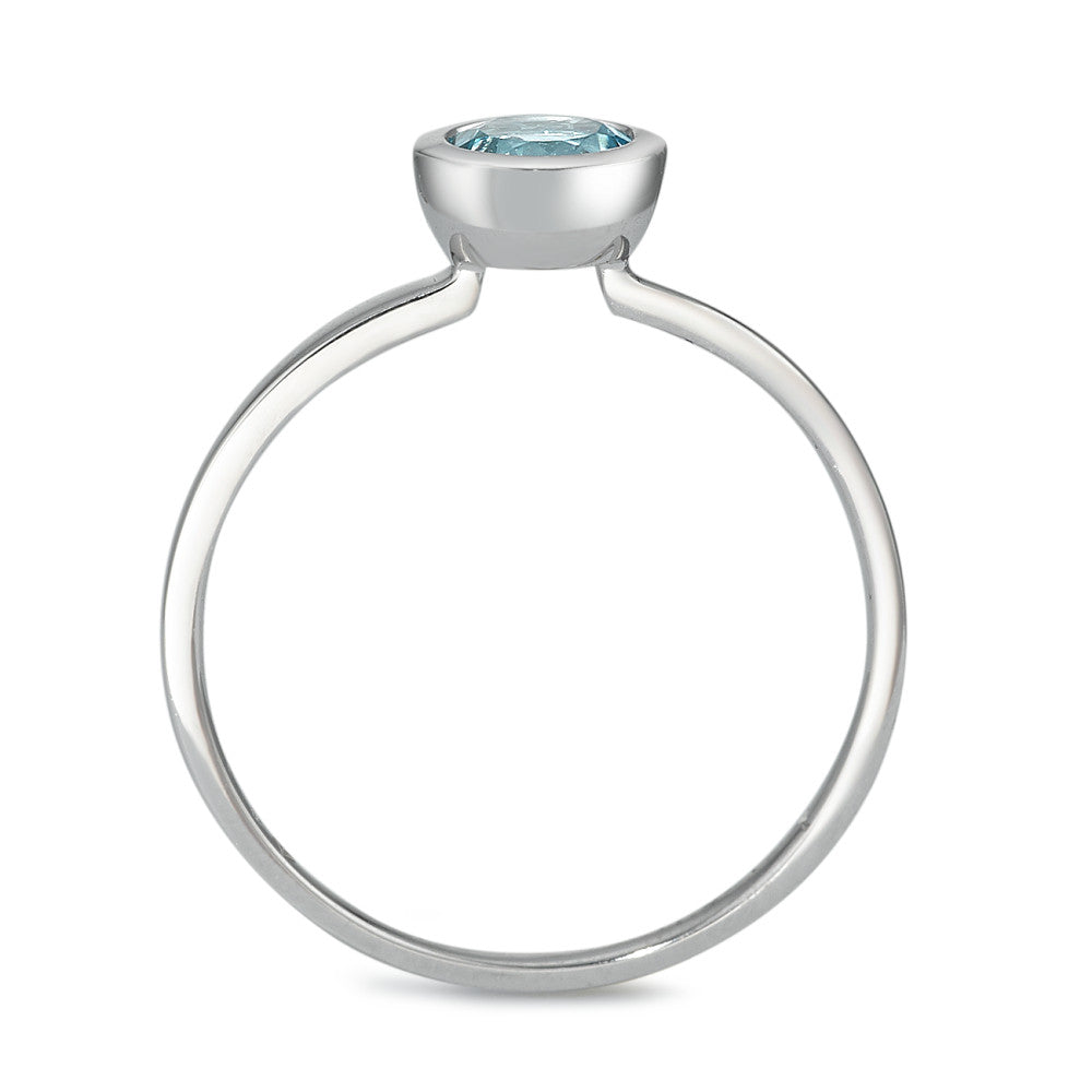 Ring 585/14 krt witgoud Topaas blauw Ø6.5 mm