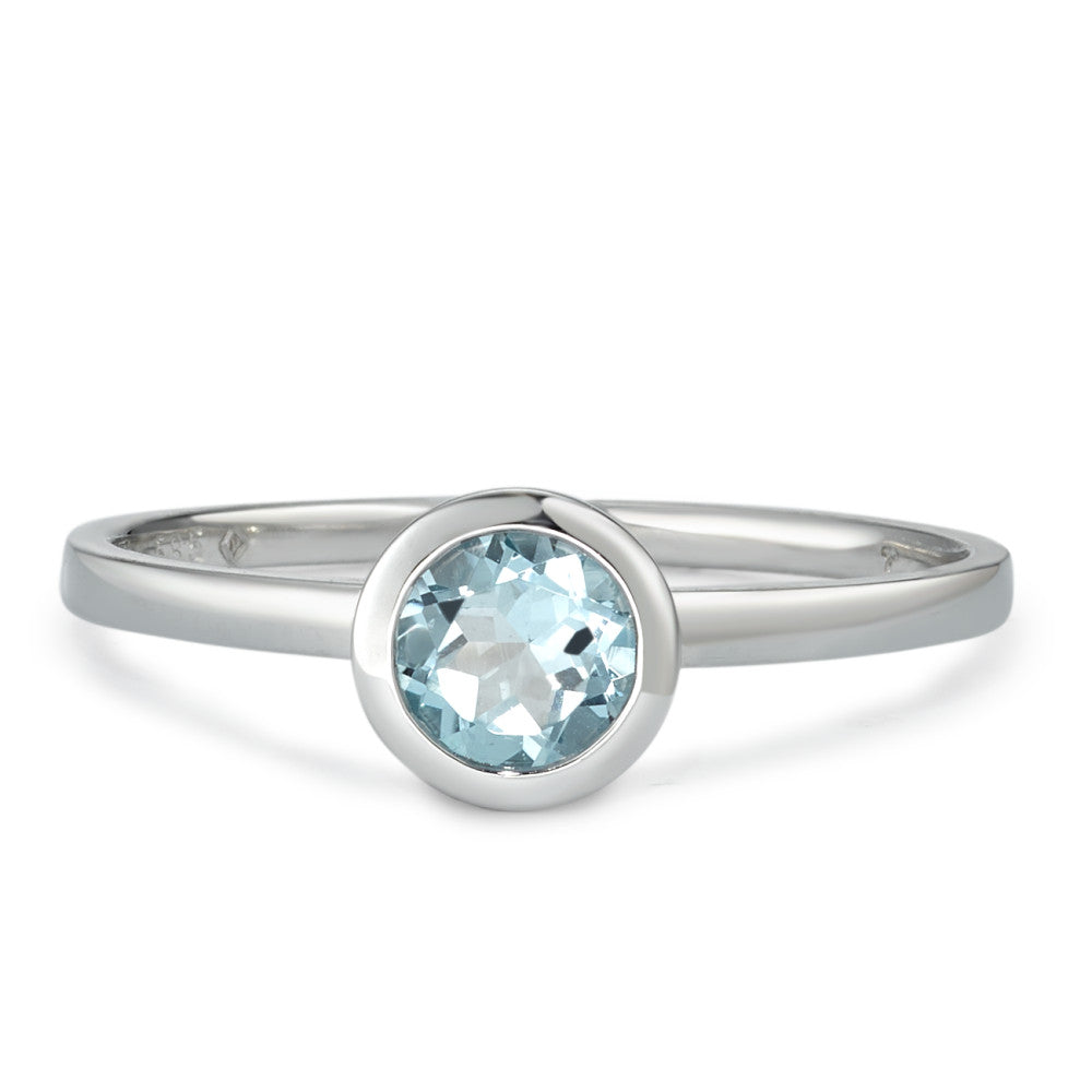 Ring 585/14 krt witgoud Topaas blauw Ø6.5 mm