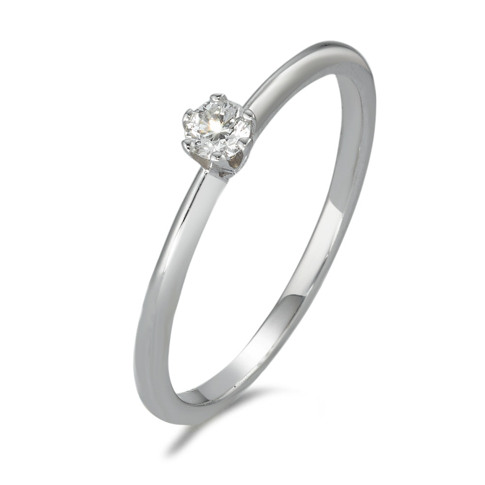 Solitär Ring 585/14 K Weissgold Diamant 0.10 ct, w-si