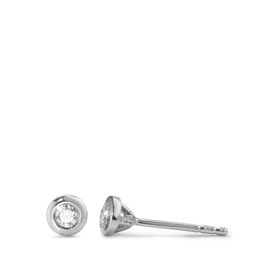 Clous d'oreilles Or blanc 14K Diamant 0.10 ct, 2 Pierres, w-si Ø4.5 mm