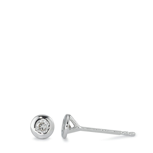 Clous d'oreilles Or blanc 14K Diamant 0.15 ct, 2 Pierres, w-si Ø4.5 mm