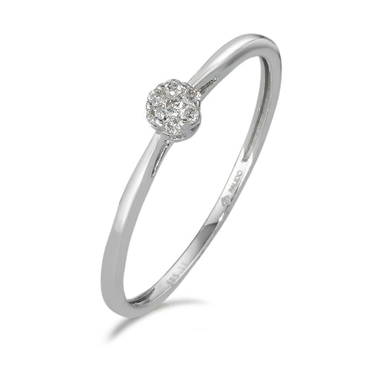 Bague solitaire Or blanc 14K Diamant 0.05 ct, 7 Pierres, w-si