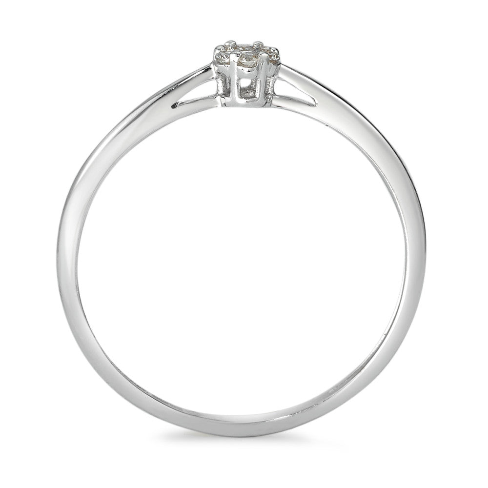 Solitär Ring 585/14 K Weissgold Diamant 0.05 ct, 7 Steine, w-si