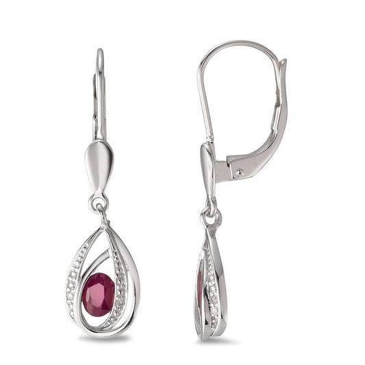 Pendant d'oreilles Or blanc 14K Rubis 2 Pierres, Diamant 0.01 ct, w-pi1