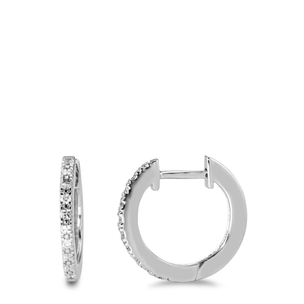 Créoles à charnières Or blanc 14K Diamant 0.06 ct, 8 Pierres, w-si